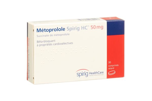 Métoprolol Spirig HC cpr pell ret 50 mg 30 pce