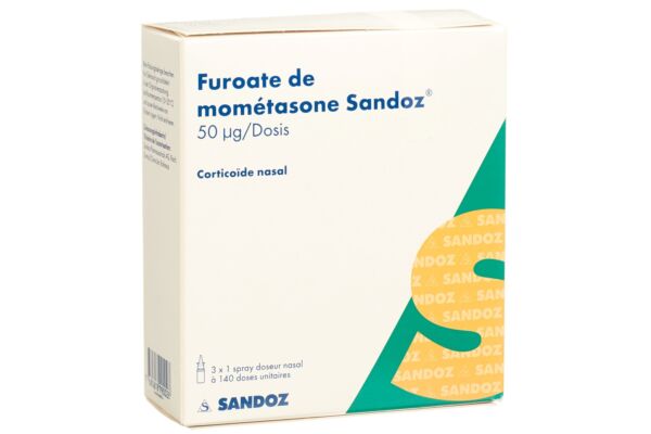 Furoate de mométasone Sandoz spray nasal 50 mcg 3 spr dos 140 dos