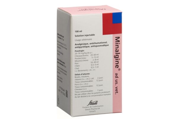 Minalgin Inj Lös 500 mg/ml ad us. vet. Fl 100 ml