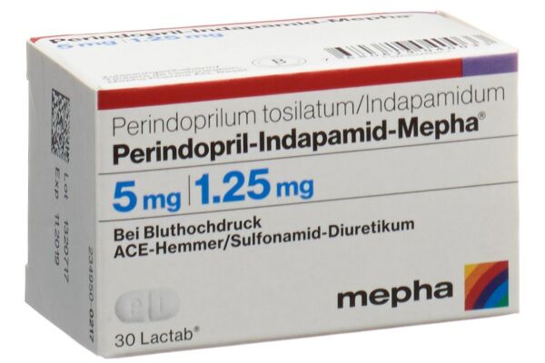 Perindopril-Indapamid-Mepha cpr pell 5/1.25 mg bte 90 pce