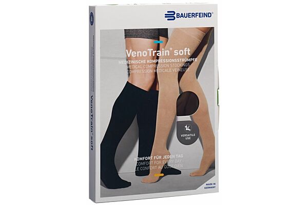 VENOTRAIN SOFT A-D CCL2 M plus/short pied fermé noir 1 paire