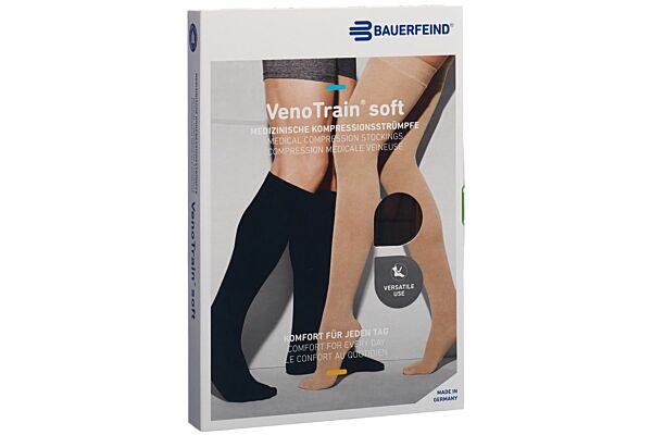 VENOTRAIN SOFT A-D CCL2 S plus/long pied fermé noir 1 paire