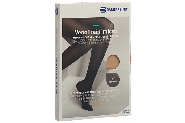 VENOTRAIN MICRO A-D CCL2 L plus/short pied ouvert crème 1 paire