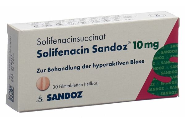 Solifénacine Sandoz cpr pell 10 mg 30 pce