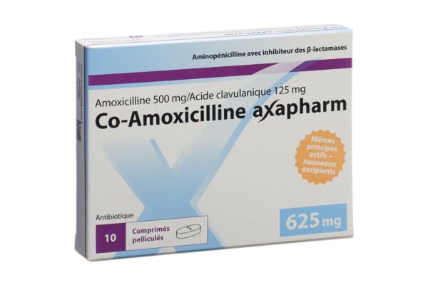 Co-Amoxicilline axapharm cpr pell 625 mg 10 pce