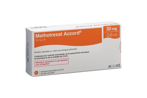 Methotrexat Accord sol inj 30 mg/0.6ml seringue préremplie 0.6 ml