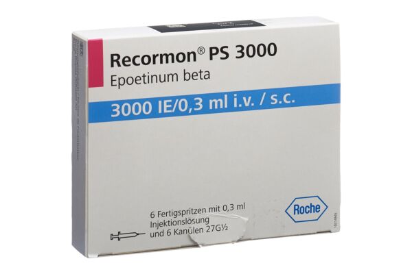 Recormon PS sol inj 3000 UI/0.3ml avec système de sécurité de protecion de l’aiguille ser pré 6 pce