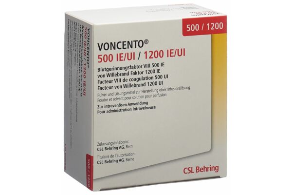 Voncento 500 UI/1200 UI subst sèche avec solvant 5 ml flac