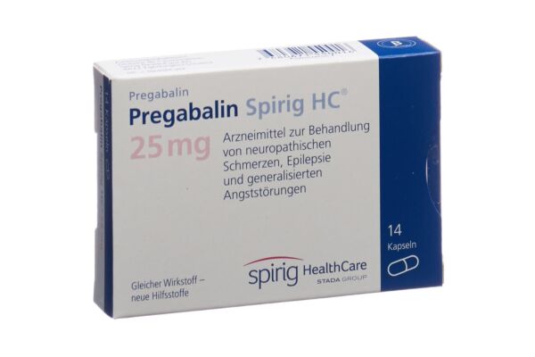 Prégabaline Spirig HC caps 25 mg 14 pce