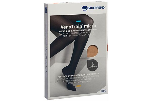 VENOTRAIN MICRO A-G CCL2 M plus/short pied fermé crème Bande micropicots 1 paire