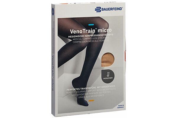 VENOTRAIN MICRO A-G KKL2 S normal/short offene Fussspitze creme Haftband Mikronoppen 1 Paar