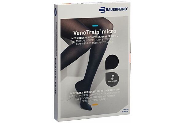 VENOTRAIN MICRO A-G KKL2 M normal/short offene Fussspitze schwarz Haftband Mikronoppen 1 Paar