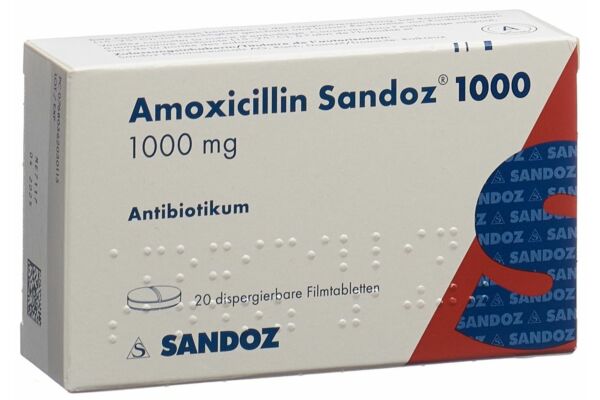 Amoxicilline Sandoz cpr disp 1000 mg 20 pce