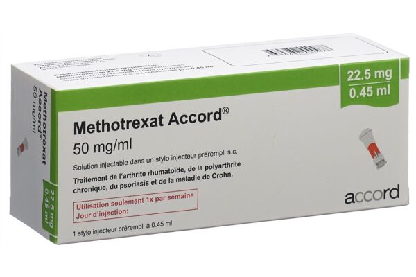 Methotrexat Accord sol inj 22.5 mg/0.45ml stylo injecteur prérempli 0.45 ml