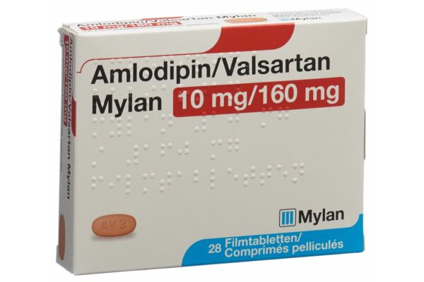 Amlodipin Valsartan Mylan Filmtabl 10mg/160mg 28 Stk