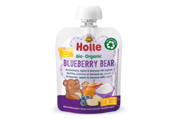 Holle Blueberry bear pouchy myrtilles pomme et banane avec yaourt 85 g