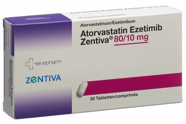 Atorvastatin Ezetimib Zentiva Tabl 80 mg/10 mg 30 Stk