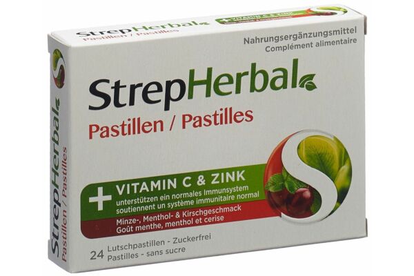 StrepHerbal Pastillen Minze Menthol und Kirschgeschmack 24 Stk