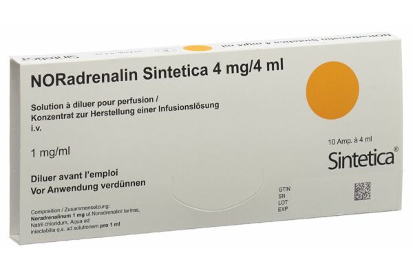 NORadrenalin Sintetica conc perf 4 mg/4ml 10 amp 4 ml