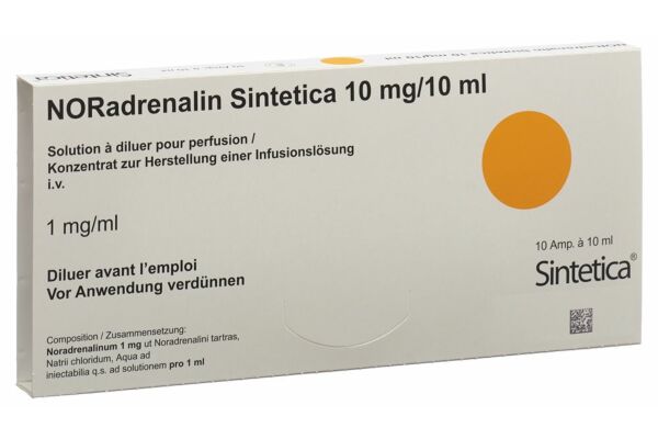 NORadrenalin Sintetica Inf Konz 10 mg/10ml 10 Amp 10 ml