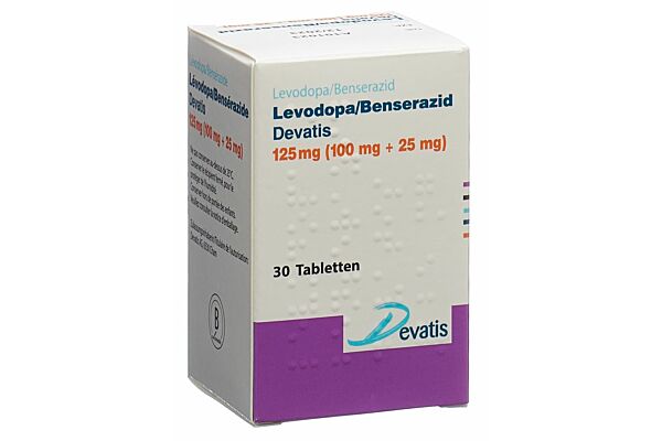 Lévodopa/Bensérazide Devatis cpr 125 mg fl 30 pce