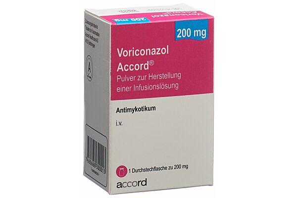 Voriconazol Accord subst sèche 200 mg pour la préparation d'une solution pour perfusion flac