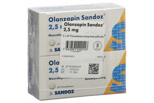 Olanzapine Sandoz cpr pell 2.5 mg 2 x 49 pce