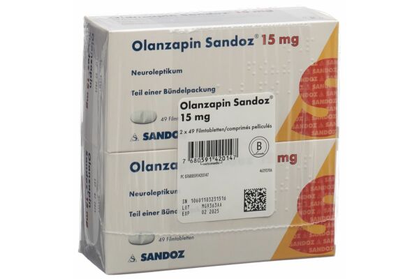 Olanzapine Sandoz cpr pell 15 mg 2 x 49 pce