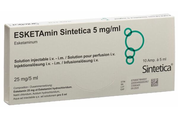 ESKETAmin Sintetica Inj Inf Präp 25 mg/5ml 10 Amp 5 ml