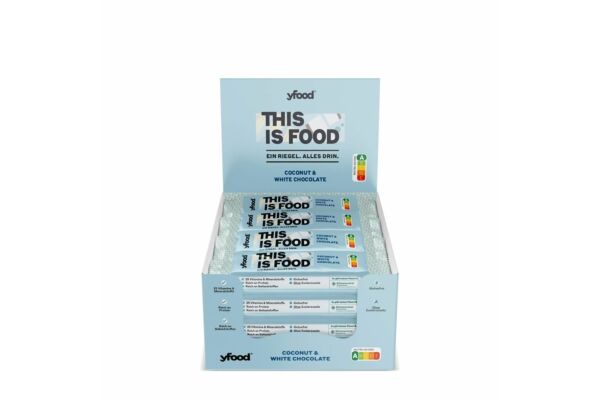 YFood hautes protéines barre noix de coco & chocolat blanc 12 x 60 g