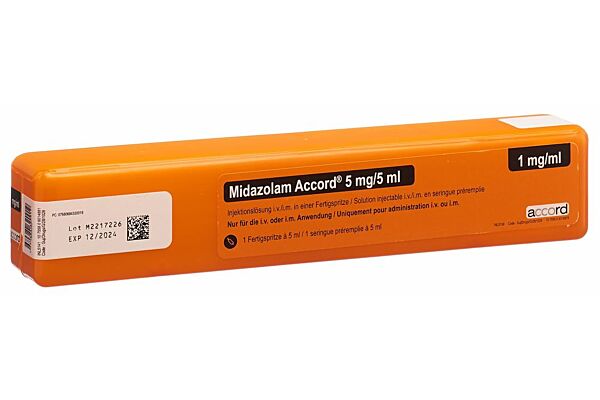 Midazolam Accord sol inj 5 mg/5ml seringue préremplie 5 ml