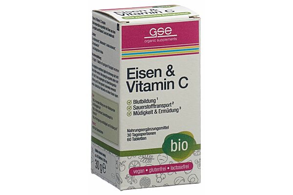 GSE Fer + Vitamine C Complexe cpr bio verre 60 pce