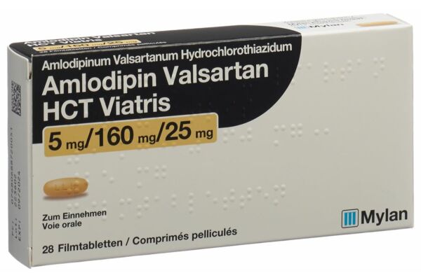 Amlodipin Valsartan HCT Viatris cpr pell 5mg/160mg/25mg 28 pce