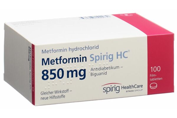 Metformine Spirig HC cpr pell 850 mg 100 pce