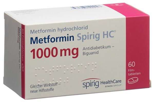 Metformine Spirig HC cpr pell 1000 mg 60 pce