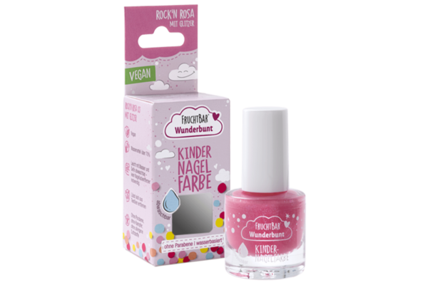 Fruchtbar Wunderbunt Kinder Nagelfarbe Rock'n Rosa mit Glitzer vegan fl verre 7 ml