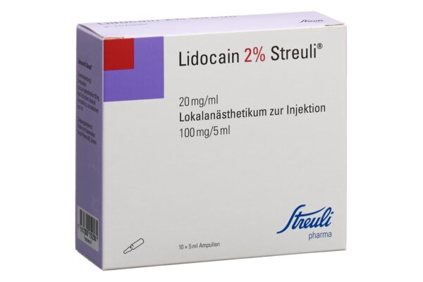 Lidocaïne Streuli 2% sol inj 100 mg/5ml (ampoules) 10 amp 5 ml