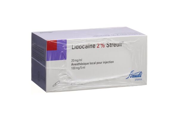 Lidocaïne Streuli 2% sol inj 100 mg/5ml (ampoules) 50 amp 5 ml