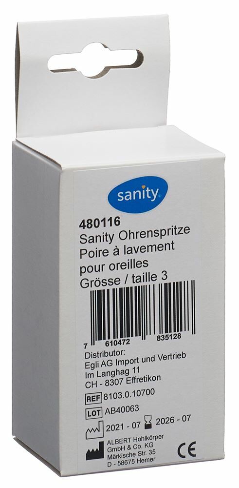 Sanity Poire à lavement d'oreille, élimine le cérumen