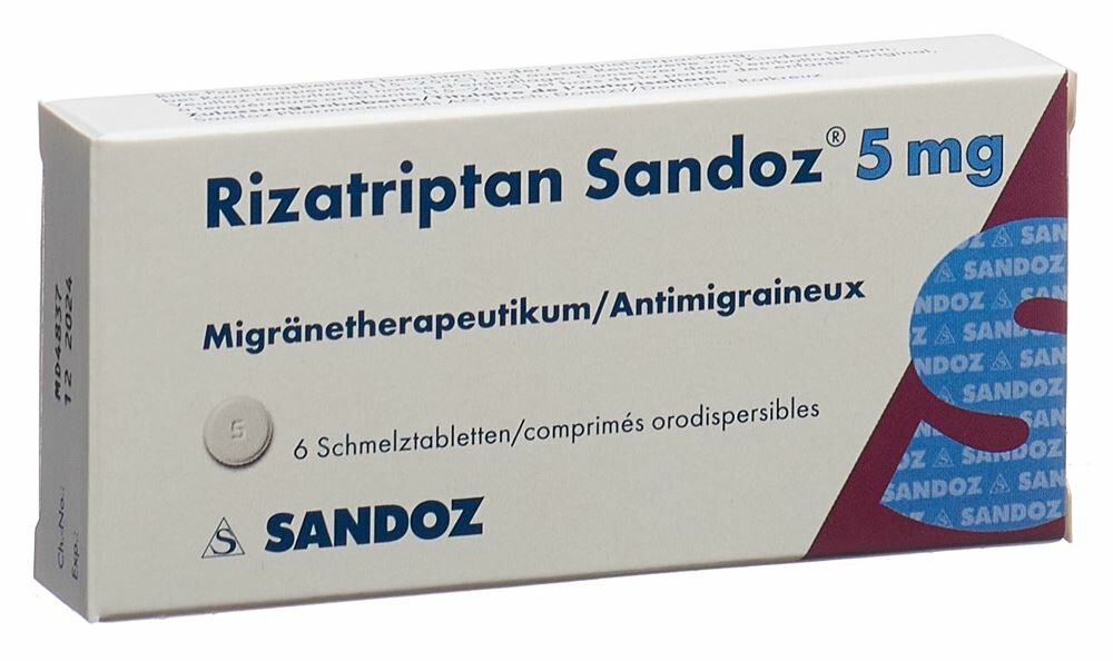 Ordinare online Rizatriptan Sandoz Schmelztabl 5 mg 6 Stk su ricetta