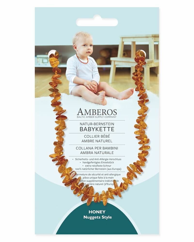 AMBEROS collier bébé ambre naturel baroque honey à petit prix