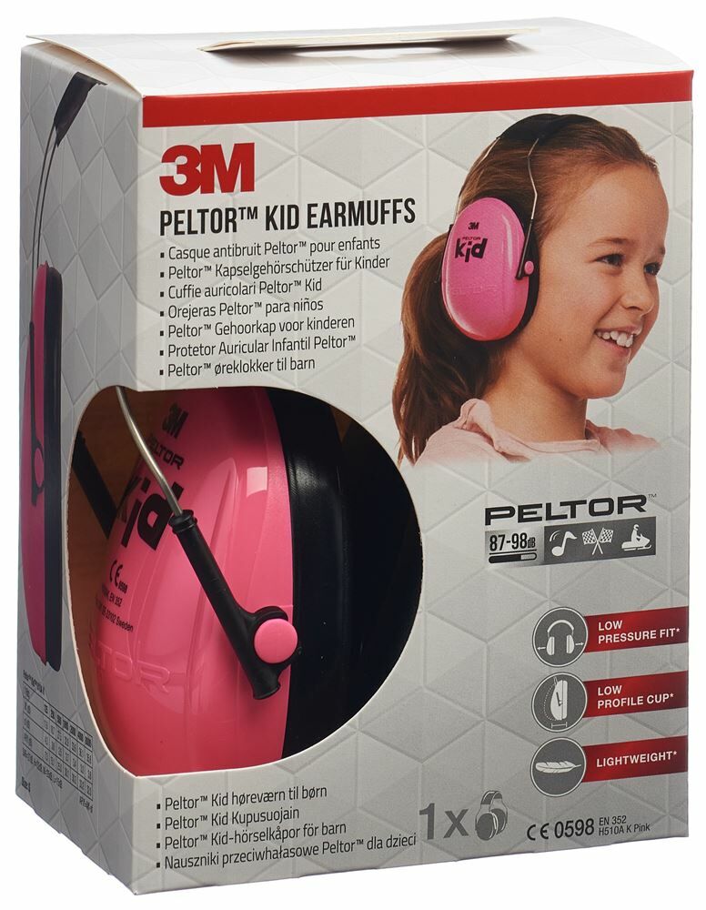 Casque antibruit Peltor™ pour enfants 3M™ H510AK, rose (87-98 dB)